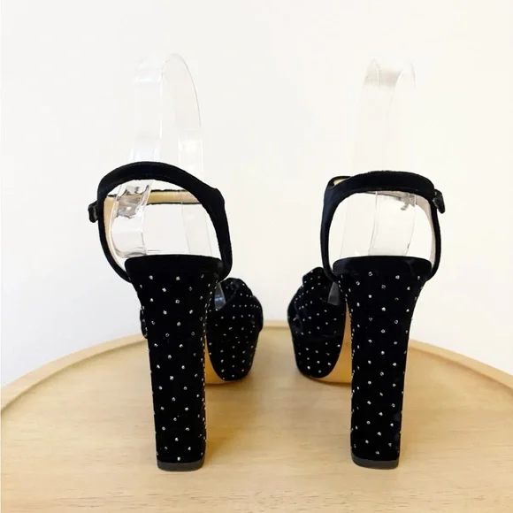 Jimmy Choo Velvet Glitter Heloise 120 Platform Heels - Picture 9 of 10